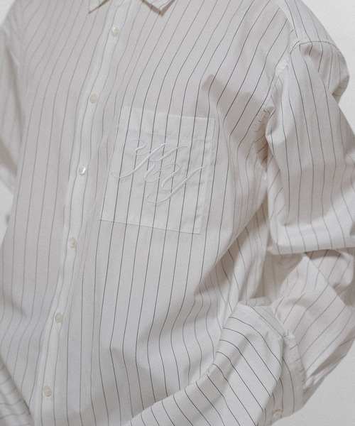 KEISUKEYOSHIDA（ケイスケヨシダ）の「Stripe Standard Shirts（シャツ/ブラウス・レディース・ホワイト/ブラック/ネイビー・L/M）」の9枚目の写真