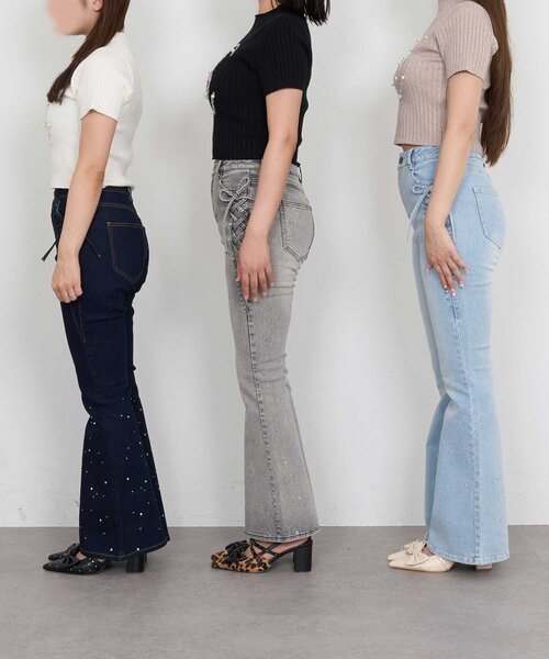 Belle Charme(ベルシャルム)の「【Belle Charme】Twinkle Flare Denim Pants(デニムパンツ・レディース・グレー/サックスブルー/ネイビー・MEDIUM/LARGE/SMALL)」の8枚目の写真