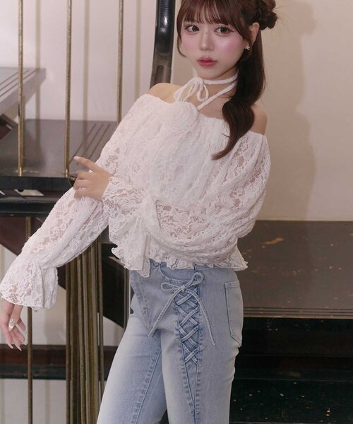 Belle Charme(ベルシャルム)の「【Belle Charme】Twinkle Flare Denim Pants(デニムパンツ・レディース・グレー/サックスブルー/ネイビー・MEDIUM/LARGE/SMALL)」の12枚目の写真