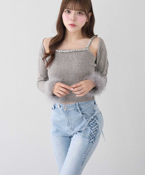 Belle Charme(ベルシャルム)の「【Belle Charme】Twinkle Flare Denim Pants(デニムパンツ・レディース・グレー/サックスブルー/ネイビー・MEDIUM/LARGE/SMALL)」の14枚目の写真