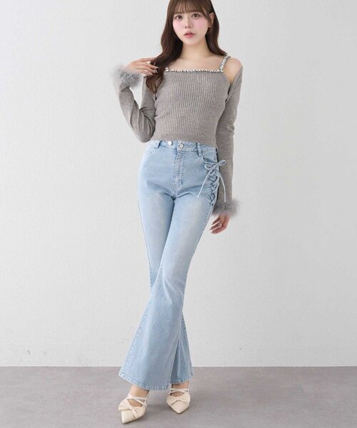 Belle Charme(ベルシャルム)の「【Belle Charme】Twinkle Flare Denim Pants(デニムパンツ・レディース・グレー/サックスブルー/ネイビー・MEDIUM/LARGE/SMALL)」の15枚目の写真