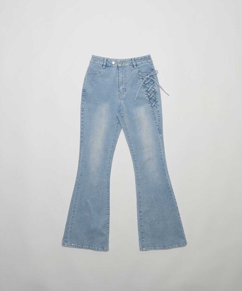 Belle Charme(ベルシャルム)の「【Belle Charme】Twinkle Flare Denim Pants(デニムパンツ・レディース・グレー/サックスブルー/ネイビー・MEDIUM/LARGE/SMALL)」の18枚目の写真