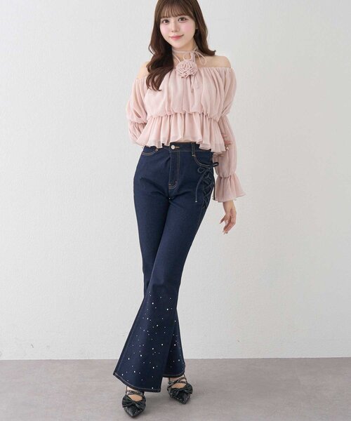 Belle Charme(ベルシャルム)の「【Belle Charme】Twinkle Flare Denim Pants(デニムパンツ・レディース・グレー/サックスブルー/ネイビー・MEDIUM/LARGE/SMALL)」の22枚目の写真