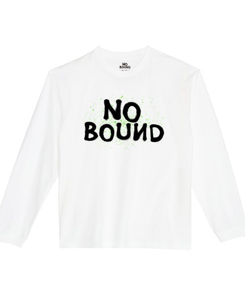 NOBOUND（ノーバウンド）の「NOBOUND（ノーバウンド） 長袖Tシャツ ロゴ スプラッシュペイント プリント ビッグシルエット ロンT トップス カットソー メンズ ユニセックス（Tシャツ/カットソー・メンズ・ブラック/ホワイト・M/L/XL）」の2枚目の写真