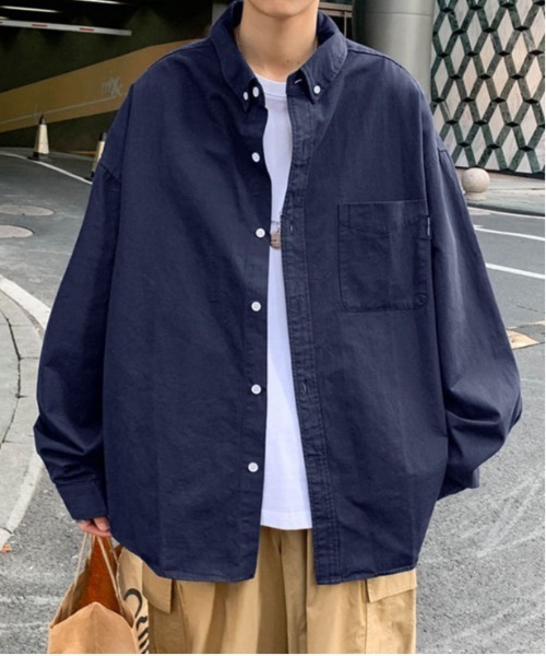 DOUBLE STEAL(ダブルスティール)の「DSオーバーサイズボタンダウンシャツ(シャツ/ブラウス・メンズ・ネイビー/ブルー・X-LARGE/LARGE/MEDIUM)」の2枚目の写真