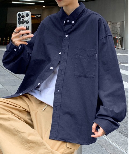 DOUBLE STEAL(ダブルスティール)の「DSオーバーサイズボタンダウンシャツ(シャツ/ブラウス・メンズ・ネイビー/ブルー・X-LARGE/LARGE/MEDIUM)」の8枚目の写真