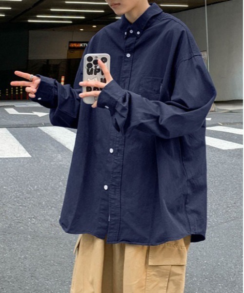 DOUBLE STEAL(ダブルスティール)の「DSオーバーサイズボタンダウンシャツ(シャツ/ブラウス・メンズ・ネイビー/ブルー・X-LARGE/LARGE/MEDIUM)」の10枚目の写真