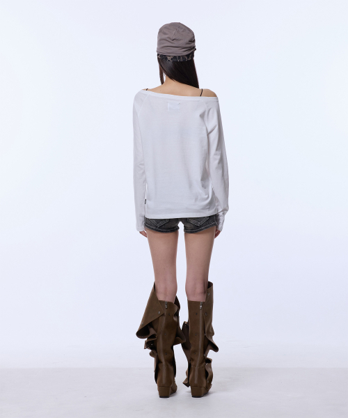 GILAARCHIVE(ギラアーカイブ)の「APPLIQUE STUD G LOGO LONG SLEEVE_WHITE(Tシャツ/カットソー・レディース・その他・FREE)」の3枚目の写真