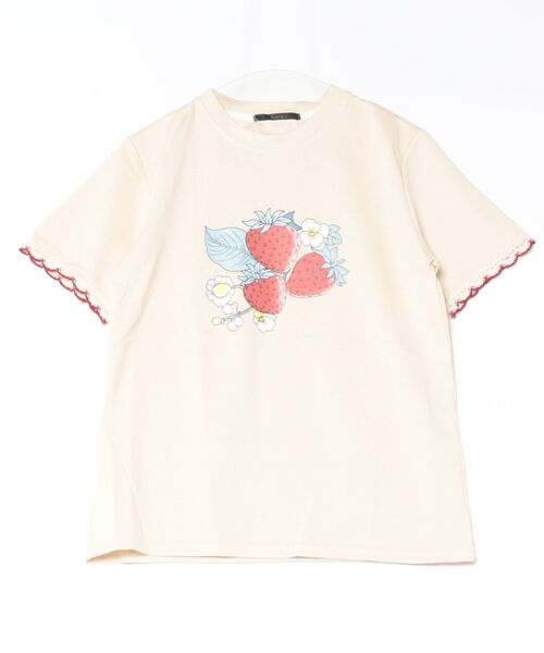 Ritzy(リッツィー)の「いちごプリント柄・フリル半袖Tシャツ(Tシャツ/カットソー・レディース・グレー/ホワイト・LARGE/MEDIUM)」の7枚目の写真
