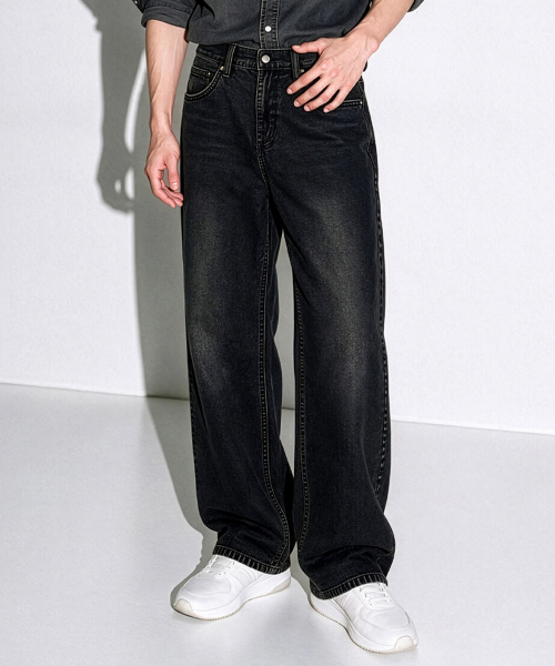 HALFNINE(ハーフナイン)の「エイジング加工 バックゴム ウォッシュ セミワイド デニムパンツ I08JRD_HXV11365(デニムパンツ・メンズ・スカイブルー/ダークブルー/グレー系/Black・SMALL/MEDIUM/LARGE/X-LARGE/XX-LARGE)」の7枚目の写真