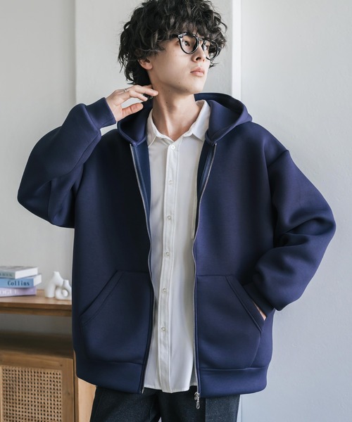 Rocky Monroe（ロッキーモンロー）の「新色追加 オーバーサイズダンボールニットフルジップパーカー（パーカー・メンズ・グレー/ブラック/オートミール/杢グレー/ネイビー/ブルー・M/XL/L）」の5枚目の写真