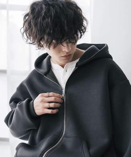 Rocky Monroe（ロッキーモンロー）の「新色追加 オーバーサイズダンボールニットフルジップパーカー（パーカー・メンズ・グレー/ブラック/オートミール/杢グレー/ネイビー/ブルー・M/XL/L）」の13枚目の写真