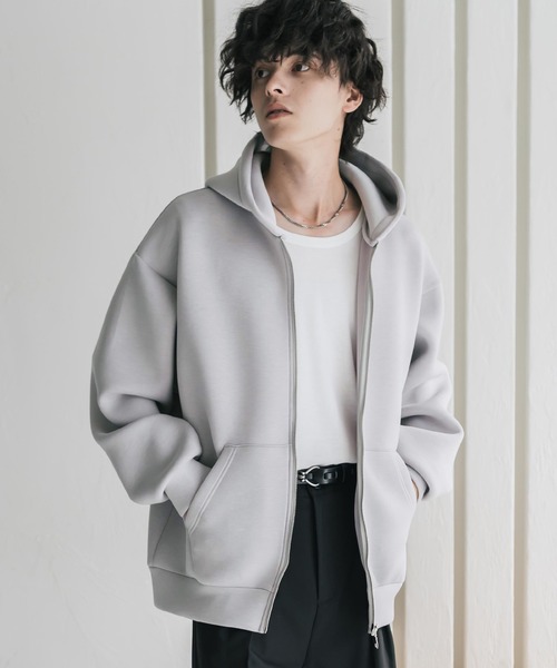Rocky Monroe（ロッキーモンロー）の「新色追加 オーバーサイズダンボールニットフルジップパーカー（パーカー・メンズ・グレー/ブラック/オートミール/杢グレー/ネイビー/ブルー・M/XL/L）」の15枚目の写真