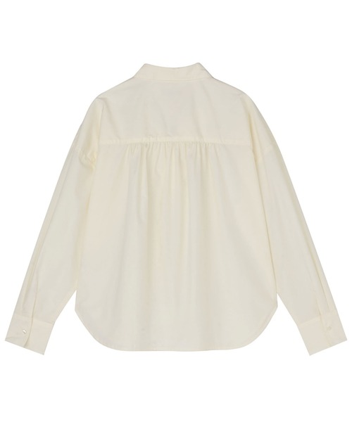 TOKYO SHIRTS(トウキョウシャツ)の「カジュアルシャツ スキッパー ギャザー シャツ 長袖 レディースデザインシャツ(シャツ/ブラウス・レディース・オフホワイト/チャコールグレー・M/L)」の4枚目の写真