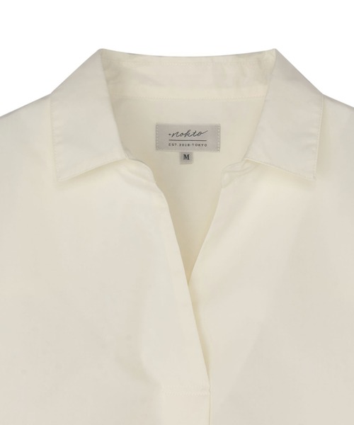 TOKYO SHIRTS(トウキョウシャツ)の「カジュアルシャツ スキッパー ギャザー シャツ 長袖 レディースデザインシャツ(シャツ/ブラウス・レディース・オフホワイト/チャコールグレー・M/L)」の5枚目の写真