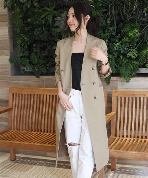 LIMITLESS LUXURY（リミットレスラグジュアリー）の「ノーカラーコート◆（その他アウター・レディース・ホワイト/ベージュ/グレー・36/38）」の3枚目の写真