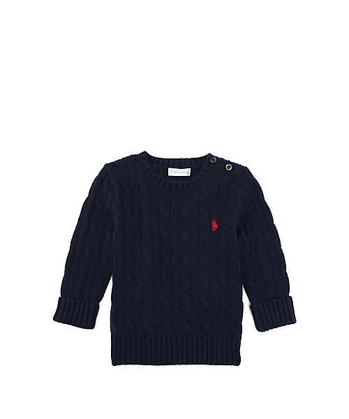 POLO RALPH LAUREN CHILDRENSWEAR（ポロ ラルフ ローレン チルドレンズウェア）の「ケーブルニット コットン セーター（ニット/セーター・キッズ・グレー/ネイビー・6M/18M/24M/9M/12M）」の3枚目の写真