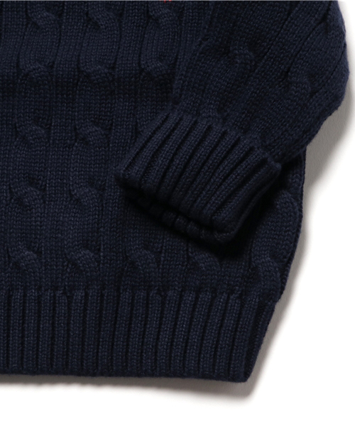POLO RALPH LAUREN CHILDRENSWEAR（ポロ ラルフ ローレン チルドレンズウェア）の「ケーブルニット コットン セーター（ニット/セーター・キッズ・グレー/ネイビー・6M/18M/24M/9M/12M）」の6枚目の写真