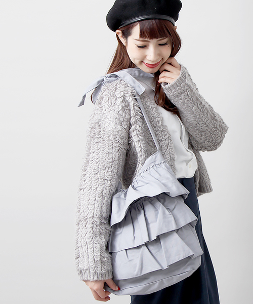 WEGO（ウィゴー）の「WEGO/フリルキャンバス2WAYショルダーバッグ（ショルダーバッグ・レディース・ホワイト/ピンク/ブラック/グレー・FREE）」の3枚目の写真