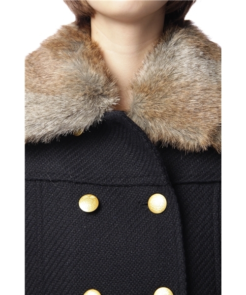 earth music&ecology(アースミュージックアンドエコロジー)の「ファー付P/コート(ピーコート・レディース・チャコールグレー/ネイビー/キャメル・SMALL/MEDIUM)」の7枚目の写真