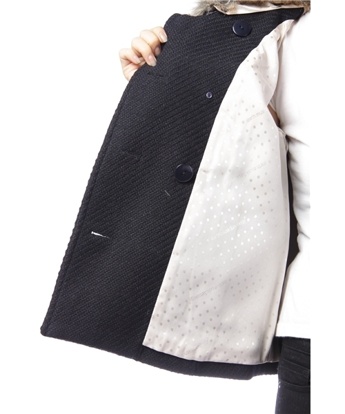 earth music&ecology(アースミュージックアンドエコロジー)の「ファー付P/コート(ピーコート・レディース・チャコールグレー/ネイビー/キャメル・SMALL/MEDIUM)」の11枚目の写真