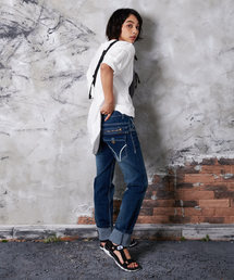 classicalelf | 刺繍＆ヴィンテージ加工 ストレッチジーンズ(フルレングス)(デニムパンツ)