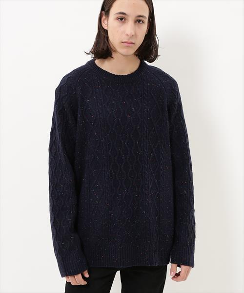 ADAM ET ROPE'（アダムエロペ）の「ネップケーブルニットプルオーバー（ニット/セーター・メンズ・ネイビー/ベージュ/グリーン系その他/パープル系その他2/オレンジ系その他4・M/L）」の4枚目の写真