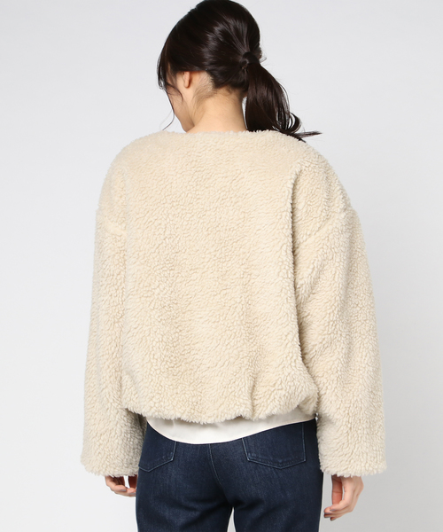 ottilie（オティーリエ）の「（ＷＥＢ限定）ミリタリーボアショートブルゾン（ブルゾン・レディース・グレー/オフホワイト/カーキ・FREE）」の14枚目の写真