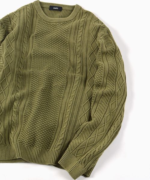 SHIPS(シップス)の「SC: "garment dyed" ミドルゲージ ランダム/アラン クルーネック ニット□(ニット/セーター・メンズ・ピンク/ブルー/ネイビー/オリーブ/ホワイト・LARGE/MEDIUM/SMALL/X-LARGE)」の3枚目の写真