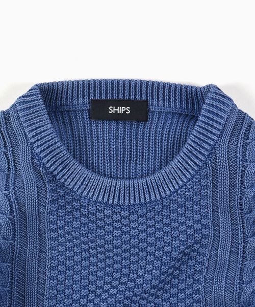 SHIPS(シップス)の「SC: "garment dyed" ミドルゲージ ランダム/アラン クルーネック ニット□(ニット/セーター・メンズ・ピンク/ブルー/ネイビー/オリーブ/ホワイト・LARGE/MEDIUM/SMALL/X-LARGE)」の7枚目の写真
