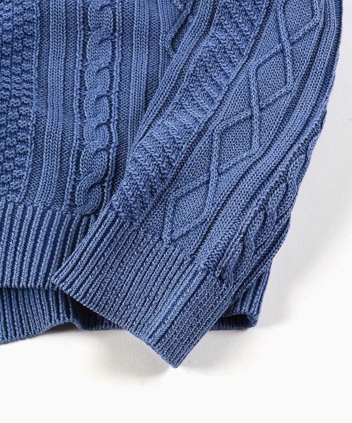 SHIPS(シップス)の「SC: "garment dyed" ミドルゲージ ランダム/アラン クルーネック ニット□(ニット/セーター・メンズ・ピンク/ブルー/ネイビー/オリーブ/ホワイト・LARGE/MEDIUM/SMALL/X-LARGE)」の8枚目の写真