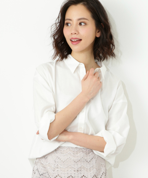 NATURAL BEAUTY BASIC(ナチュラルビューティーベーシック)の「コットンテンセルフォルムシャツ(シャツ/ブラウス・レディース・ホワイト系その他/オフホワイト・MEDIUM/SMALL)」の1枚目の写真