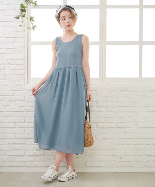ROPE' PICNIC(ロペピクニック)の「【WEB限定】マキシ丈ノースリーブワンピース(ワンピース・レディース・ブラウン/サックスブルー・38)」の10枚目の写真