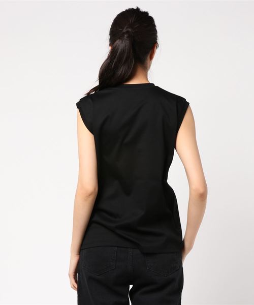 ESTNATION(エストネーション)の「ESTNATION フレンチスリーブTシャツ(Tシャツ/カットソー・レディース・オフホワイト/ブルー/キャメル/ピンク/ブラック・38)」の10枚目の写真