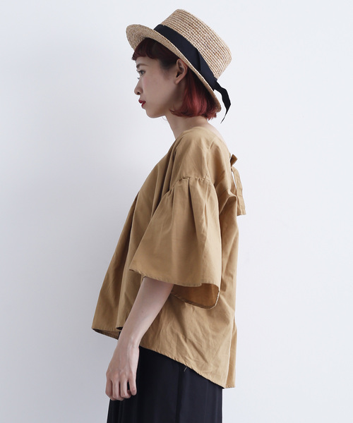 MERLOT（メルロー）の「コットンリネンフレアタックスリーブブラウス1585（シャツ/ブラウス・レディース・ブラック/ベージュ/カーキ/キャメル・FREE）」の18枚目の写真