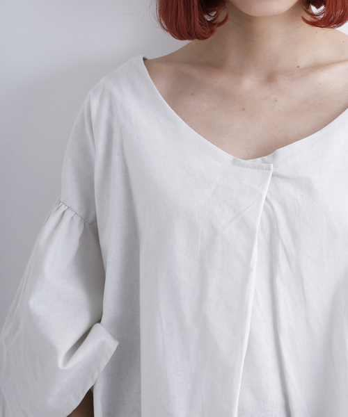 MERLOT（メルロー）の「コットンリネンフレアタックスリーブブラウス1585（シャツ/ブラウス・レディース・ブラック/ベージュ/カーキ/キャメル・FREE）」の5枚目の写真