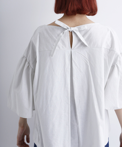 MERLOT（メルロー）の「コットンリネンフレアタックスリーブブラウス1585（シャツ/ブラウス・レディース・ブラック/ベージュ/カーキ/キャメル・FREE）」の12枚目の写真