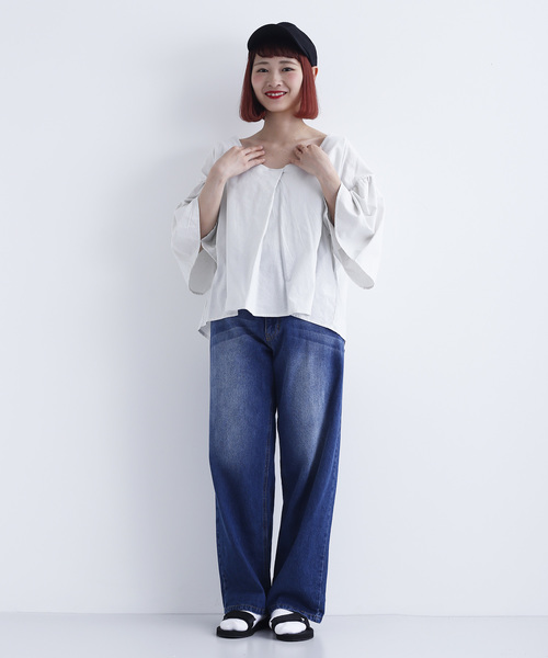 MERLOT（メルロー）の「コットンリネンフレアタックスリーブブラウス1585（シャツ/ブラウス・レディース・ブラック/ベージュ/カーキ/キャメル・FREE）」の16枚目の写真