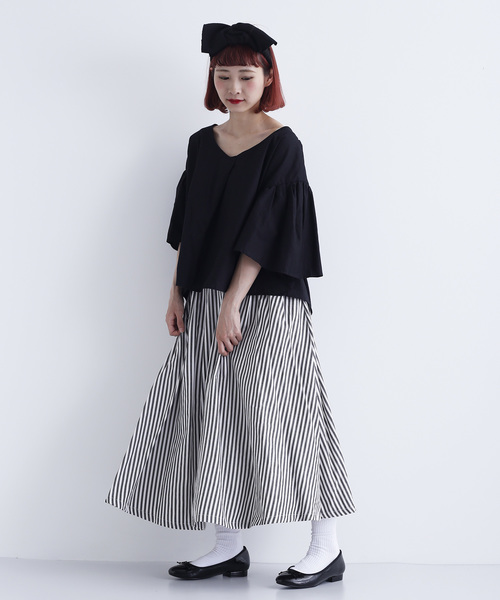 MERLOT（メルロー）の「コットンリネンフレアタックスリーブブラウス1585（シャツ/ブラウス・レディース・ブラック/ベージュ/カーキ/キャメル・FREE）」の9枚目の写真