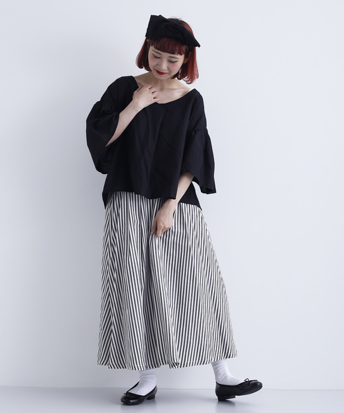 MERLOT（メルロー）の「コットンリネンフレアタックスリーブブラウス1585（シャツ/ブラウス・レディース・ブラック/ベージュ/カーキ/キャメル・FREE）」の13枚目の写真