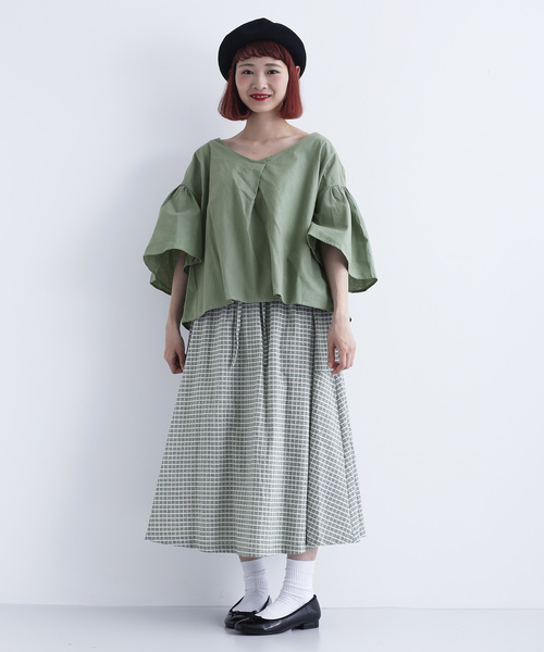 MERLOT（メルロー）の「コットンリネンフレアタックスリーブブラウス1585（シャツ/ブラウス・レディース・ブラック/ベージュ/カーキ/キャメル・FREE）」の20枚目の写真