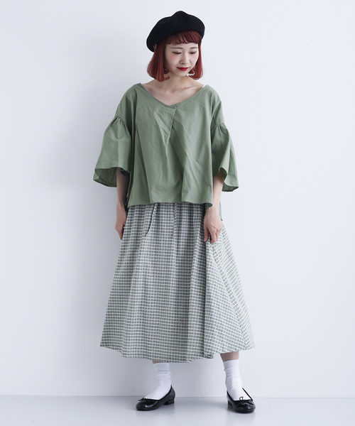 MERLOT（メルロー）の「コットンリネンフレアタックスリーブブラウス1585（シャツ/ブラウス・レディース・ブラック/ベージュ/カーキ/キャメル・FREE）」の17枚目の写真