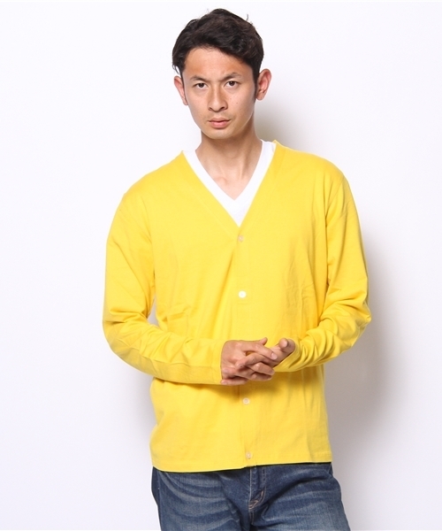 green label relaxing(グリーンレーベルリラクシング)の「□SUPIMA/C Vカーディガン(カーディガン/ボレロ・メンズ・ブラック/レッド/イエロー/コバルトブルー・SMALL/MEDIUM/LARGE/X-LARGE)」の3枚目の写真