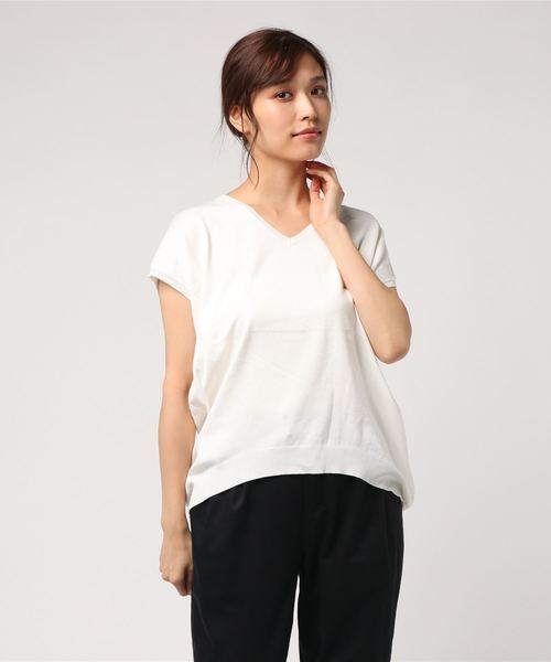 AMERICAN HOLIC（アメリカンホリック）の「・Vネックゆるプルオーバー＊（ニット/セーター・レディース・オフホワイト/イエロー/グリーン/ブラック/杢グレー/その他7・FREE）」の2枚目の写真