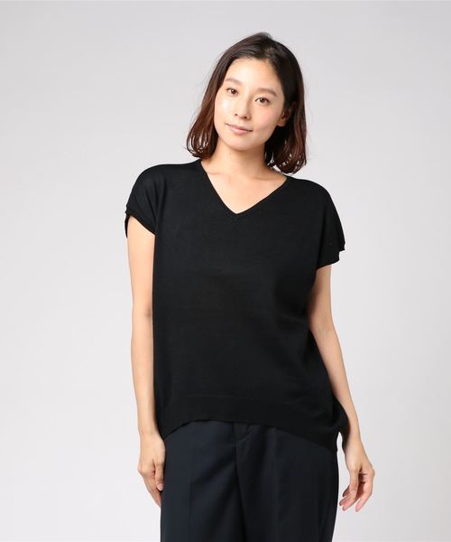 AMERICAN HOLIC（アメリカンホリック）の「・Vネックゆるプルオーバー＊（ニット/セーター・レディース・オフホワイト/イエロー/グリーン/ブラック/杢グレー/その他7・FREE）」の3枚目の写真