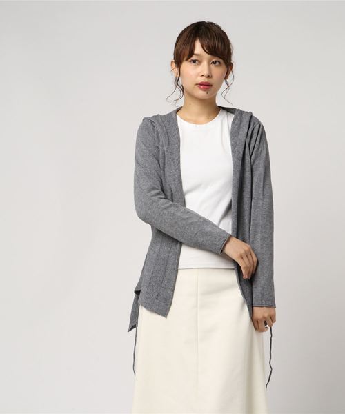 La・comfy（ラコンフィー）の「La・comfy / バルキーニットフードカーディガン（カーディガン/ボレロ・レディース・ネイビー/ブラウン/グレー/ナチュラル・FREE）」の2枚目の写真