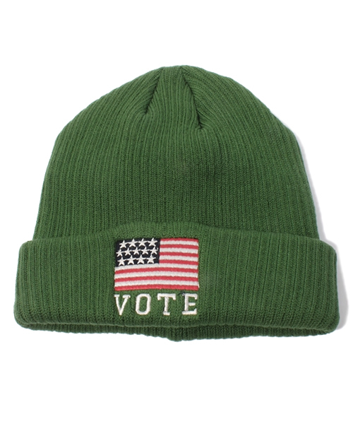 BEAUTY&YOUTH UNITED ARROWS(ビューティーアンドユースユナイテッドアローズ)の「<VOTE MAKE NEW CLOTHES> FLAG KNITCAP/ニット帽(ニットキャップ/ビーニー・メンズ・ブラック/グレー/ワインレッド/オリーブ/ネイビー・ONE SIZE)」の1枚目の写真
