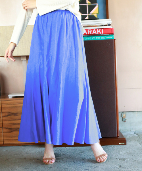 BAYFLOW（ベイフロー）の「コットンリネンエスカルゴマキシスカート（スカート・レディース・グレー/カーキ/ピンク/イエロー/ブルー/グリーン・SMALL/MEDIUM/X-SMALL）」の12枚目の写真