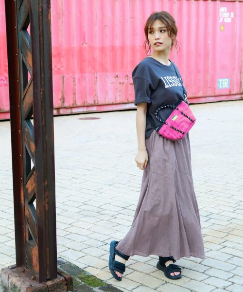 BAYFLOW（ベイフロー）の「コットンリネンエスカルゴマキシスカート（スカート・レディース・グレー/カーキ/ピンク/イエロー/ブルー/グリーン・SMALL/MEDIUM/X-SMALL）」の13枚目の写真