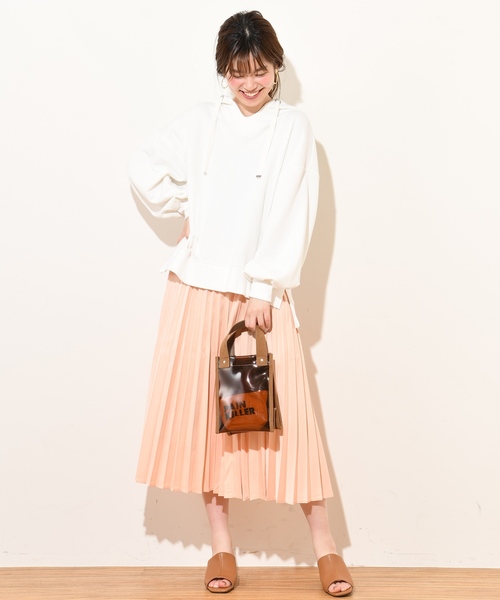 natural couture（ナチュラルクチュール）の「セットプリーツ微光沢スカート（スカート・レディース・ベージュ/パープル/ブラウン/アイボリー/グレー/オレンジ/ミント・FREE）」の7枚目の写真